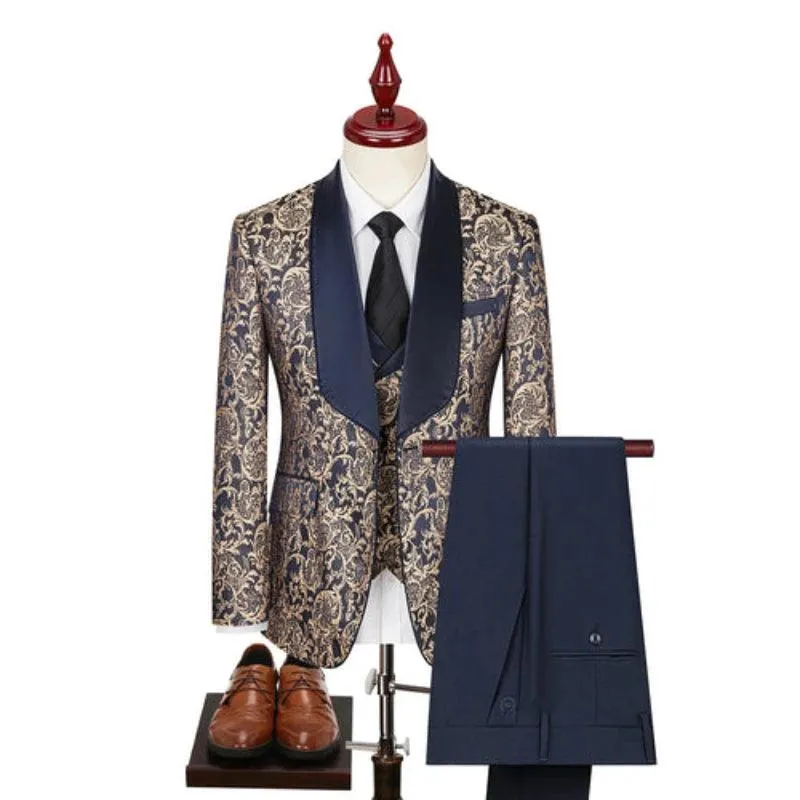 New Men Suit Sets Evening Banquet Luxury Jacquard Outfits