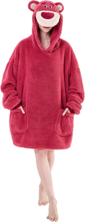 NEWCOSPLAY Wearable Blanket Hoodie Sherpa Hoodie Blanket for Women Men Warm Oversized Sweatshirt with Pockets