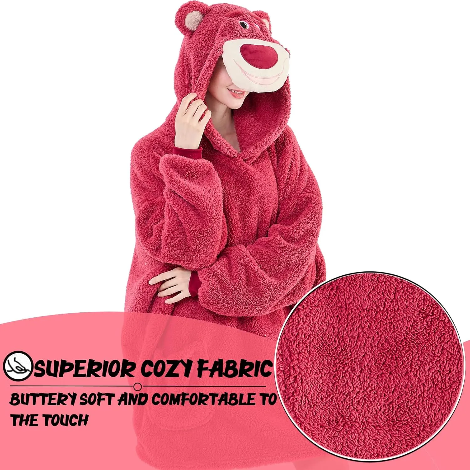 NEWCOSPLAY Wearable Blanket Hoodie Sherpa Hoodie Blanket for Women Men Warm Oversized Sweatshirt with Pockets