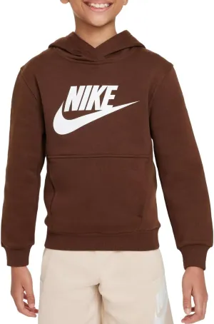 Nike Big Kids Girls/Boys Sportswear Club Fleece Hoodie (Cacao Wow/White) Size Small