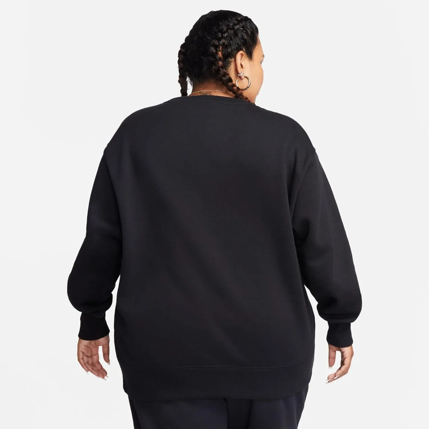 Nike Sportswear Phoenix Fleece Women's Oversized Crew-Neck Sweatshirt (Plus Size) (DV4976-010, Black/Sail)