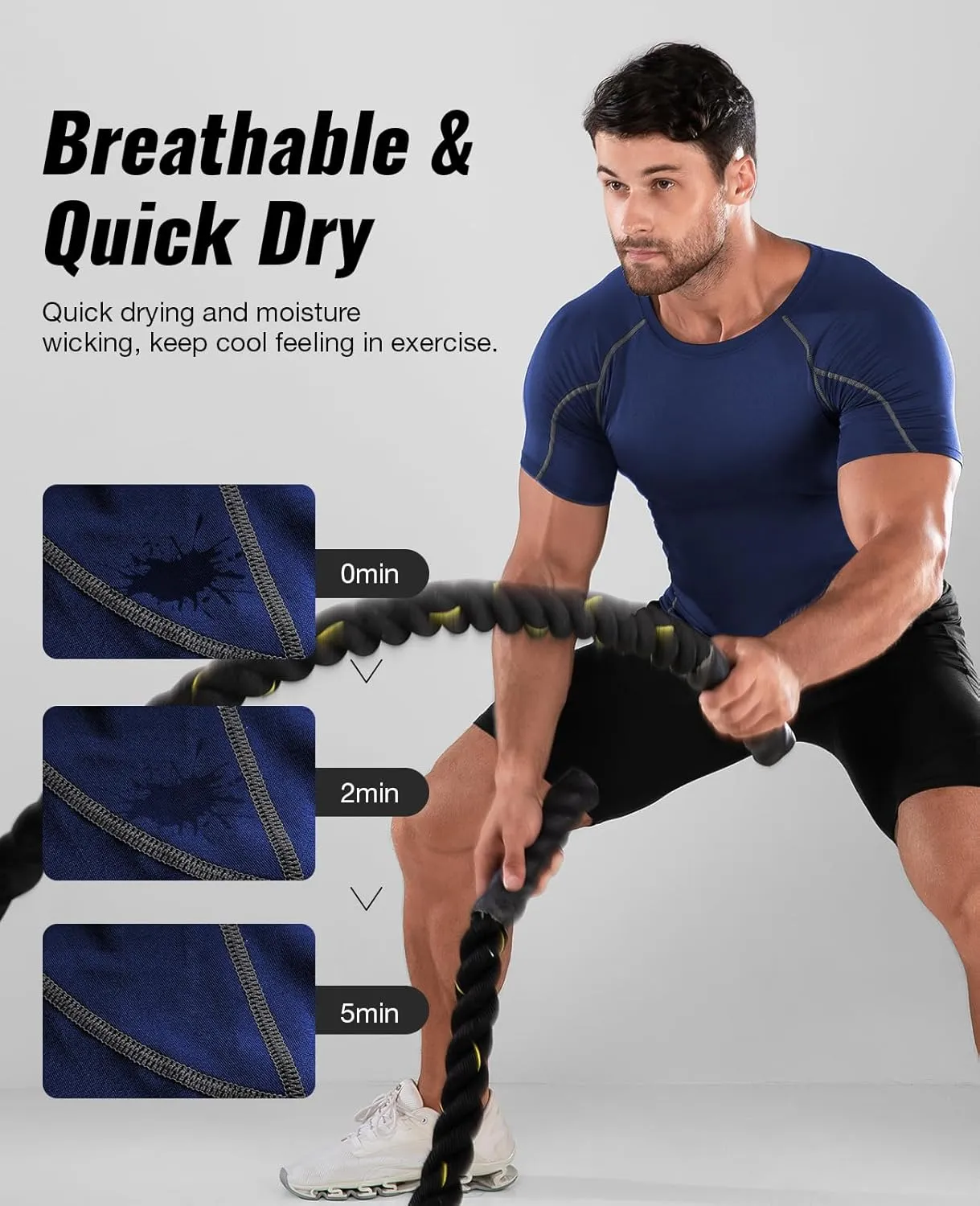 Niksa Men's Compression Shirts 3/5 Pack,Short Sleeve Athletic Compression Tops Cool Dry Workout T Shirt