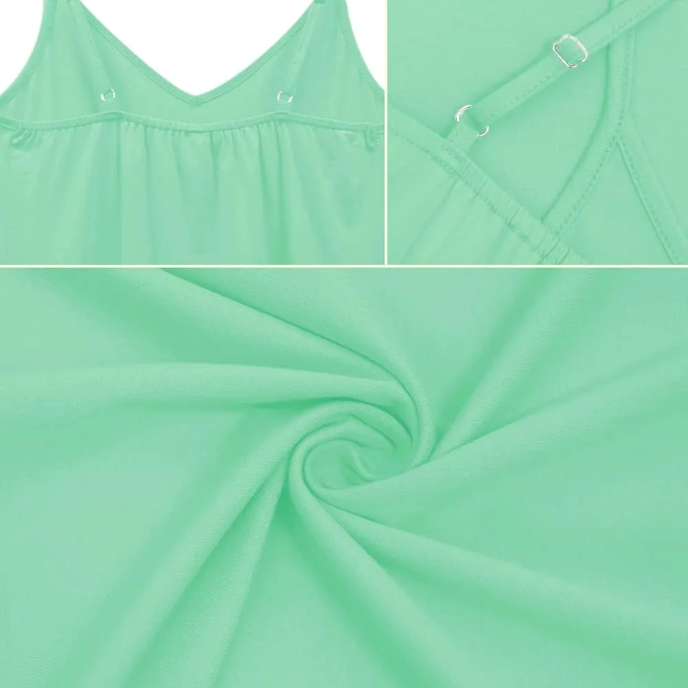 OMSJ Women's Spaghetti Strap Tank Tops V Neck Sleeveless Summer Loose Fit Shirts
