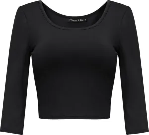 OThread & Co. Women's Crop Tops Basic Stretchy Scoop Neck 3/4 Sleeve T-Shirt