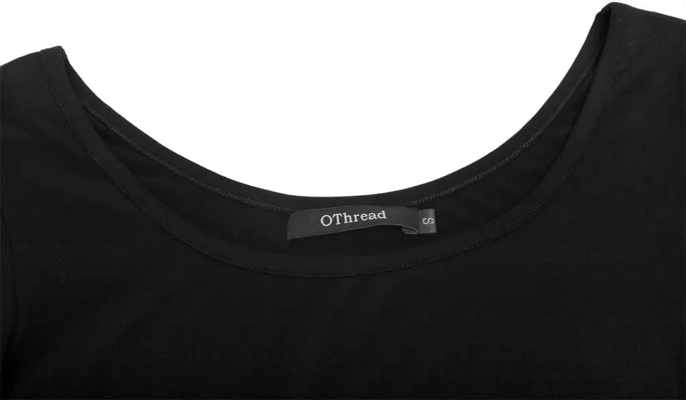 OThread & Co. Women's Crop Tops Basic Stretchy Scoop Neck 3/4 Sleeve T-Shirt
