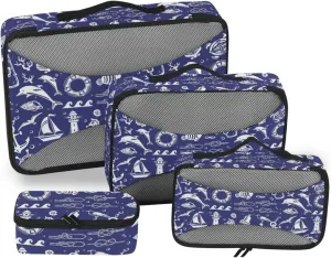 Packing Cube Set of 4 Suitcase Organizer Travel Cube Packing Cube Sea Icons