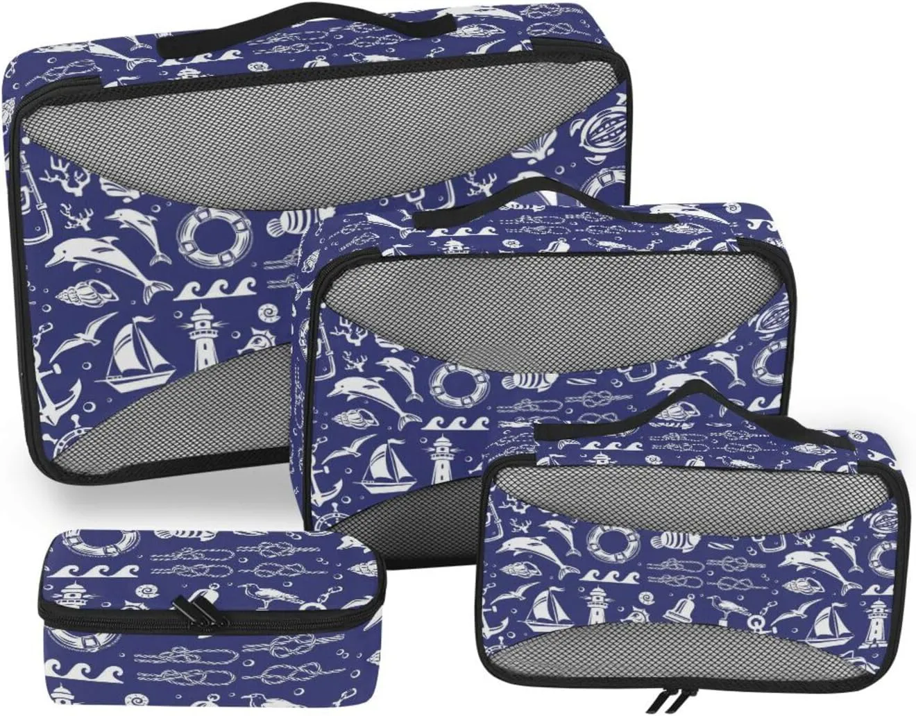 Packing Cube Set of 4 Suitcase Organizer Travel Cube Packing Cube Sea Icons