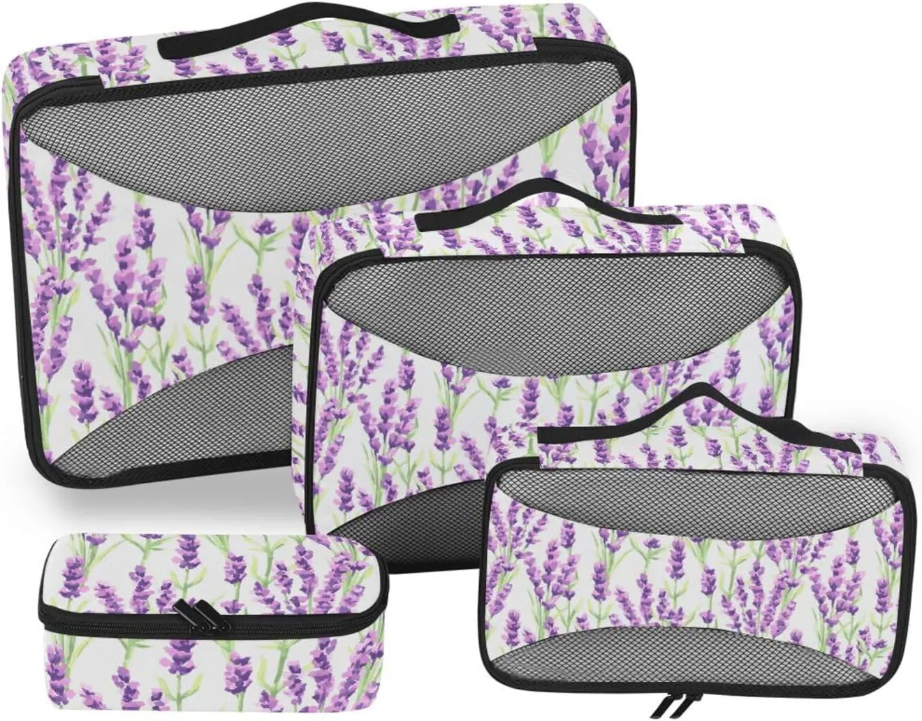 Packing Cubes 4 Set Luggage Organizer Luggage Packing Cubes for Travel Packing Cubs Lavender Flowers