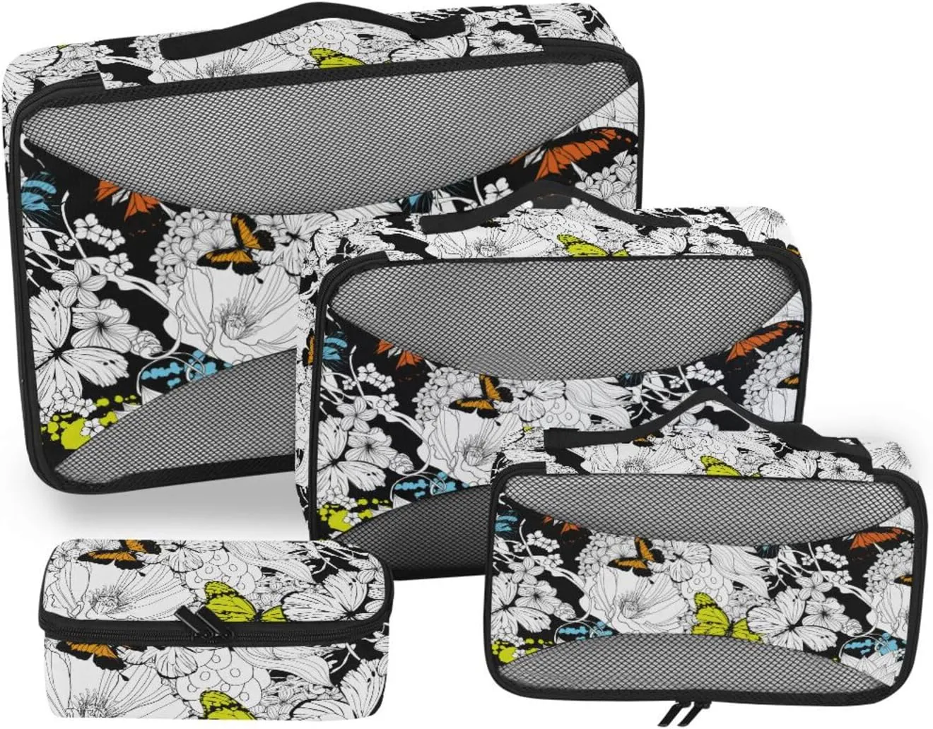 Packing Cubes for Suitcases 4 Set Luggage Bags Organizers Packing Cubes Travel Packimg Cubes Flowers Butterflies