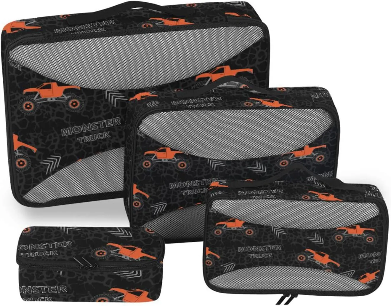 Packing Cubes for Suitcases 4 Set Luggage Packing Cubes Travel Cube Packing Cube Grunge Monster Cars Black