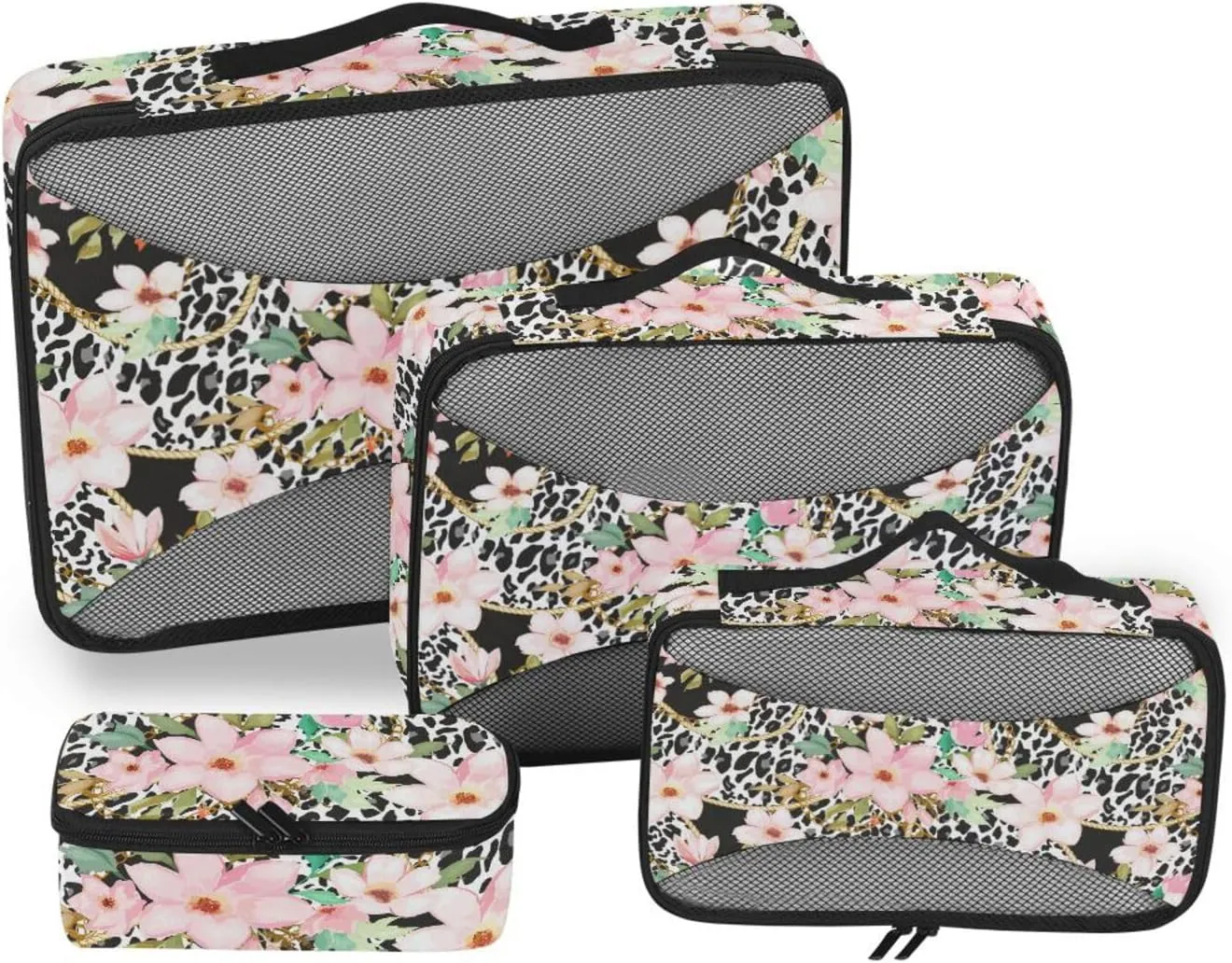 Packing Cubes for Suitcases 4 Set Suitcase Organizer Luggage Packing Cubes for Travel Pqcking Cubes Animal Leopard Elements