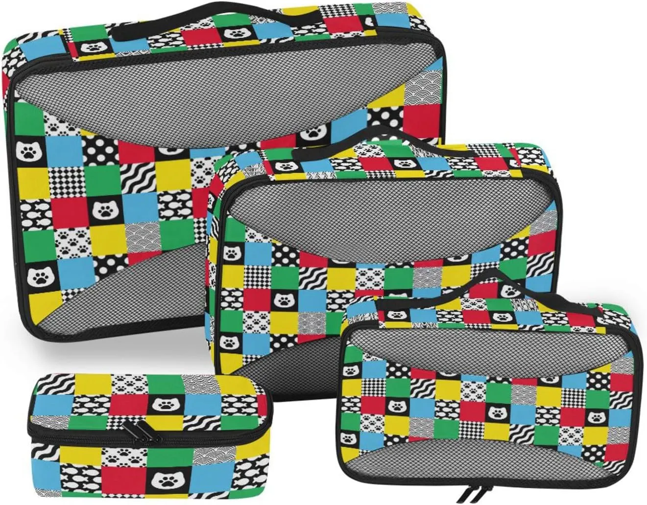 Packing Cubes for Suitcases Set of 4 Luggage Cubes Travel Cubes for Luggage Packing Cube Cat Kitten Check