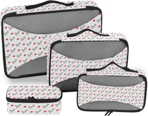 Packing Cubes for Travel 4 Set Luggage Packing Cubes Suitcase Cubes for Packing Paxking Cubes Love Vector
