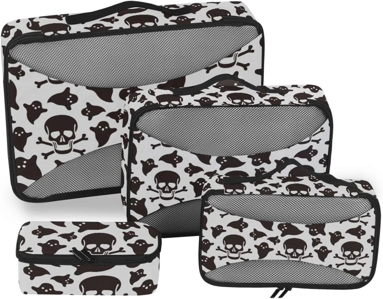 Packing Cubes for Travel 4 Set Luggage Packing Cubes Travel Compartment Organizer Bags Packimg Cubes Skull Halloween