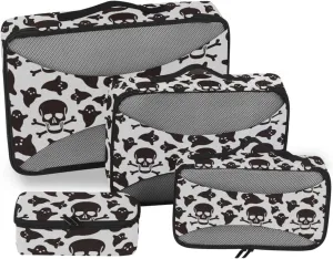 Packing Cubes for Travel 4 Set Luggage Packing Cubes Travel Compartment Organizer Bags Packimg Cubes Skull Halloween