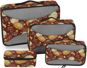 Packing Cubes for Travel 4 Set Suitcase Organizer Travel Organizer Bags for Luggage Packing Cube Autumn Pumpkins