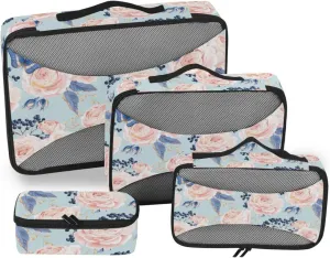 Packing Cubes for Travel 4 Set Suitcase Organizer Travel Organizer Bags for Luggage Pcking Cubes Vintage Flowers Birds