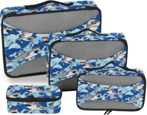 Packing Cubes for Travel Set of 4 Luggage Cubes for Packing Suitcase Organizers Pqcking Cubes Sharks Tie Dye Blue