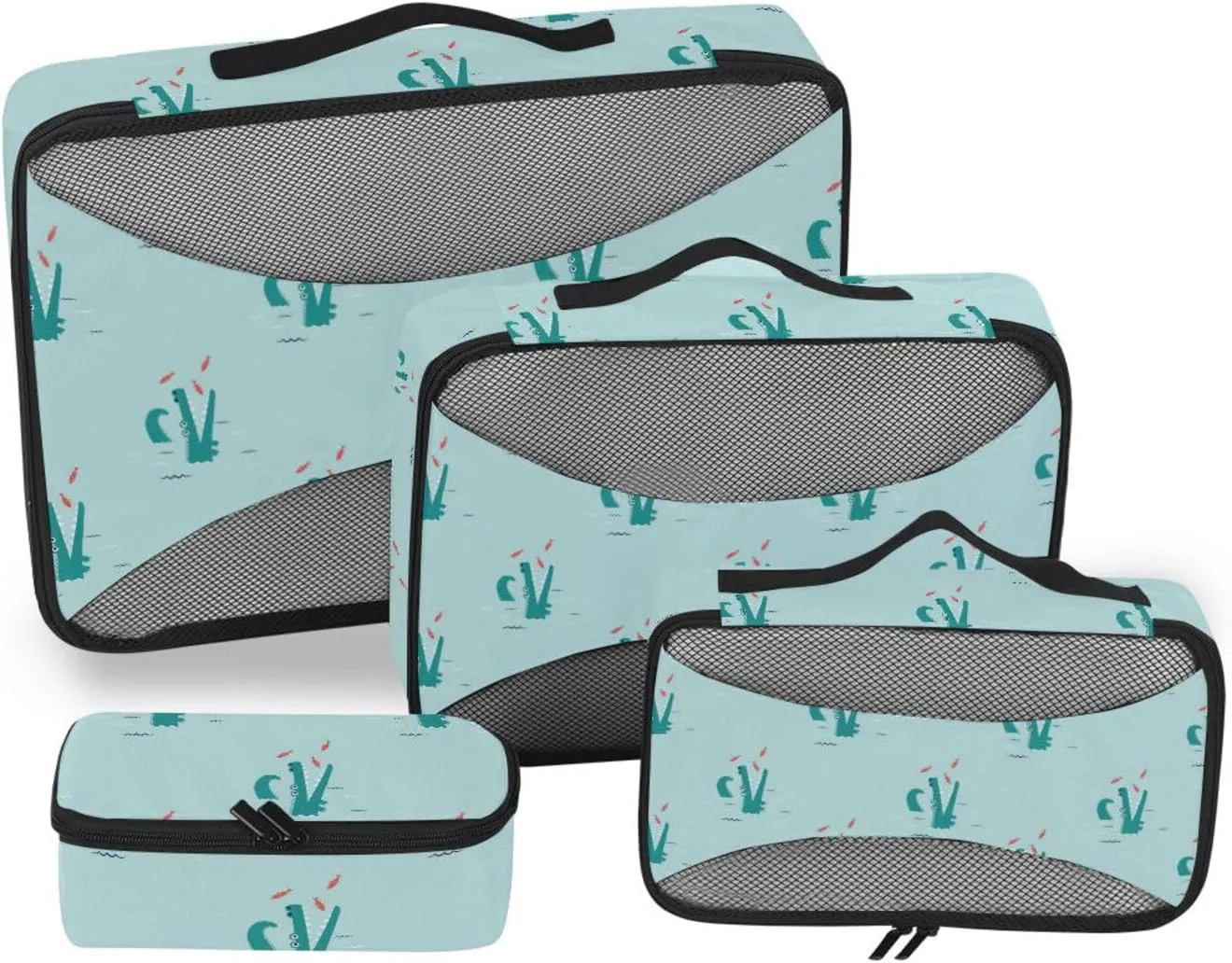Packing Cubes for Travel Set of 4 Luggage Organizer Bags Travel Cubes for Luggage Pqcking Cubes Funny Crocodile
