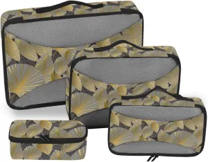 Packing Cubes for Travel Set of 4 Luggage Organizer Travel Compartment Organizer Bags Packing Cunes Exotic Leaves