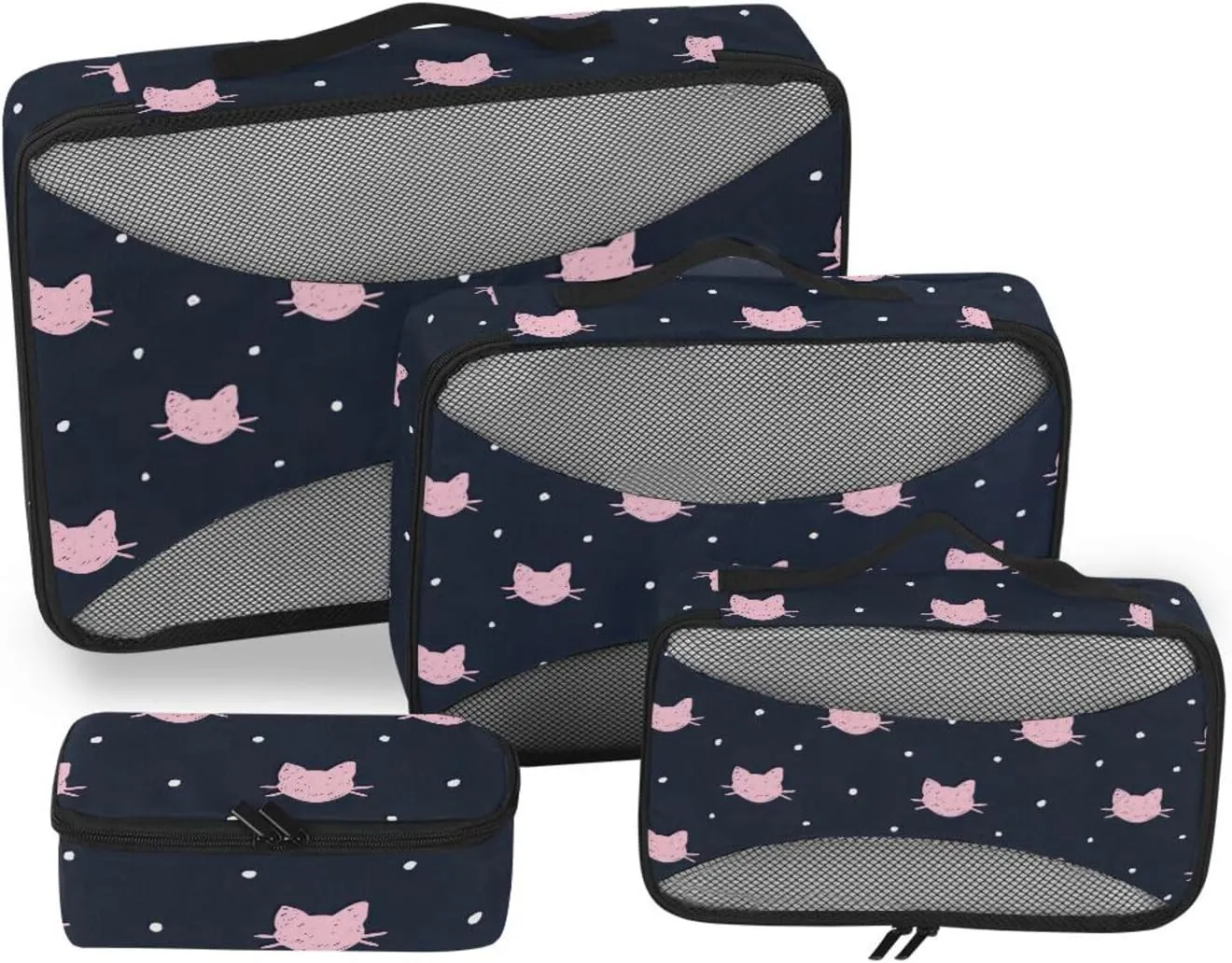 Packing Cubes for Travel Set of 4 Suitcase Organizer Bags Travel Cubes for Packing Carry on Bag Oacking Cubes Cat Face