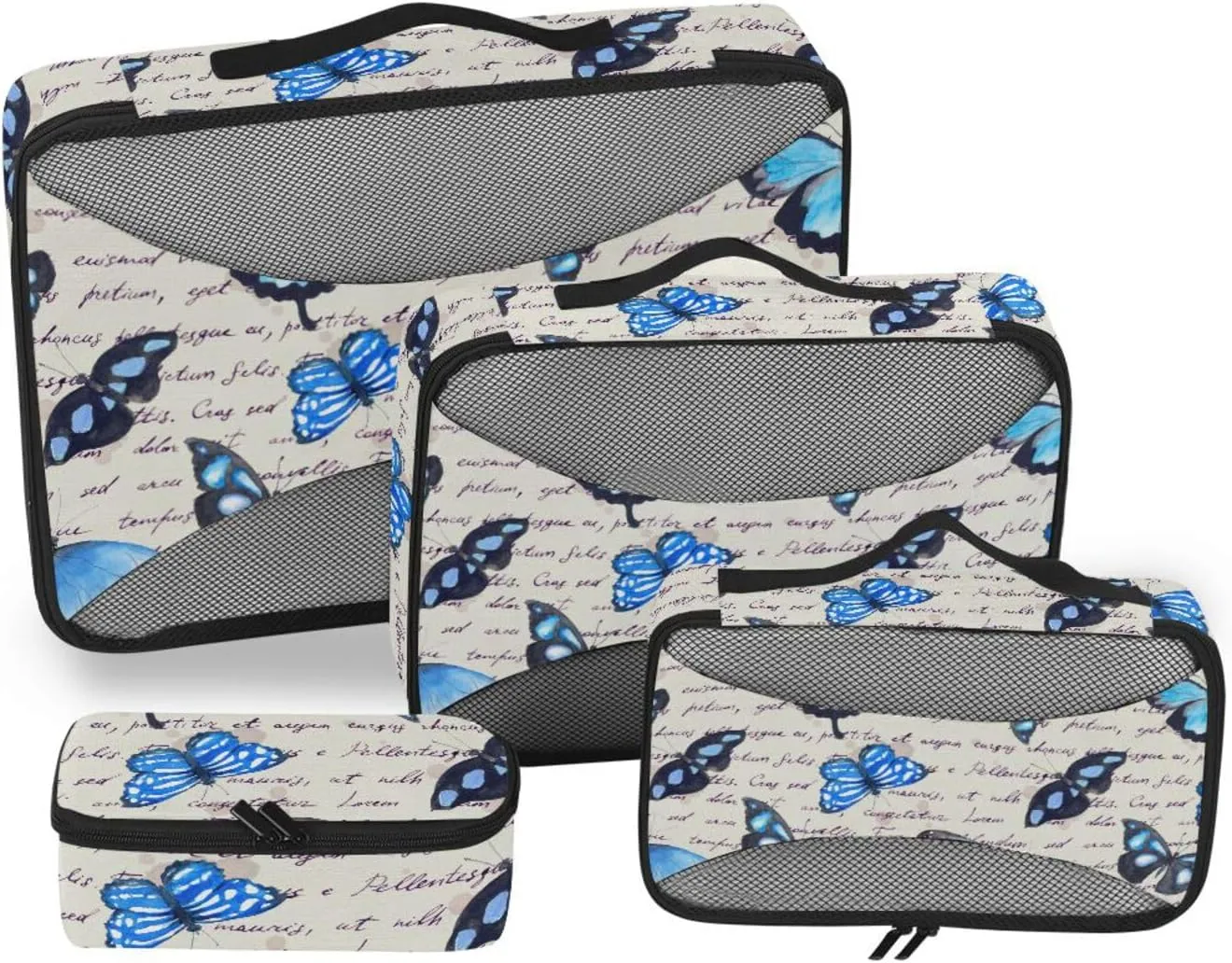 Packing Cubes Set of 4 Luggage Organizer Bags Travel Cubes for Packing Carry on Bag Packing Cuves Butterfly and Music Note