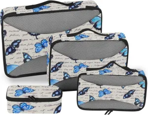 Packing Cubes Set of 4 Luggage Organizer Bags Travel Cubes for Packing Carry on Bag Packing Cuves Butterfly and Music Note