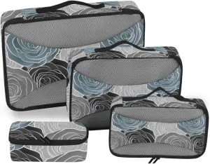 Packing Cubes Set of 4 Luggage Organizer Bags Travel Organizers Packing Cubea Floral Bright Flowers