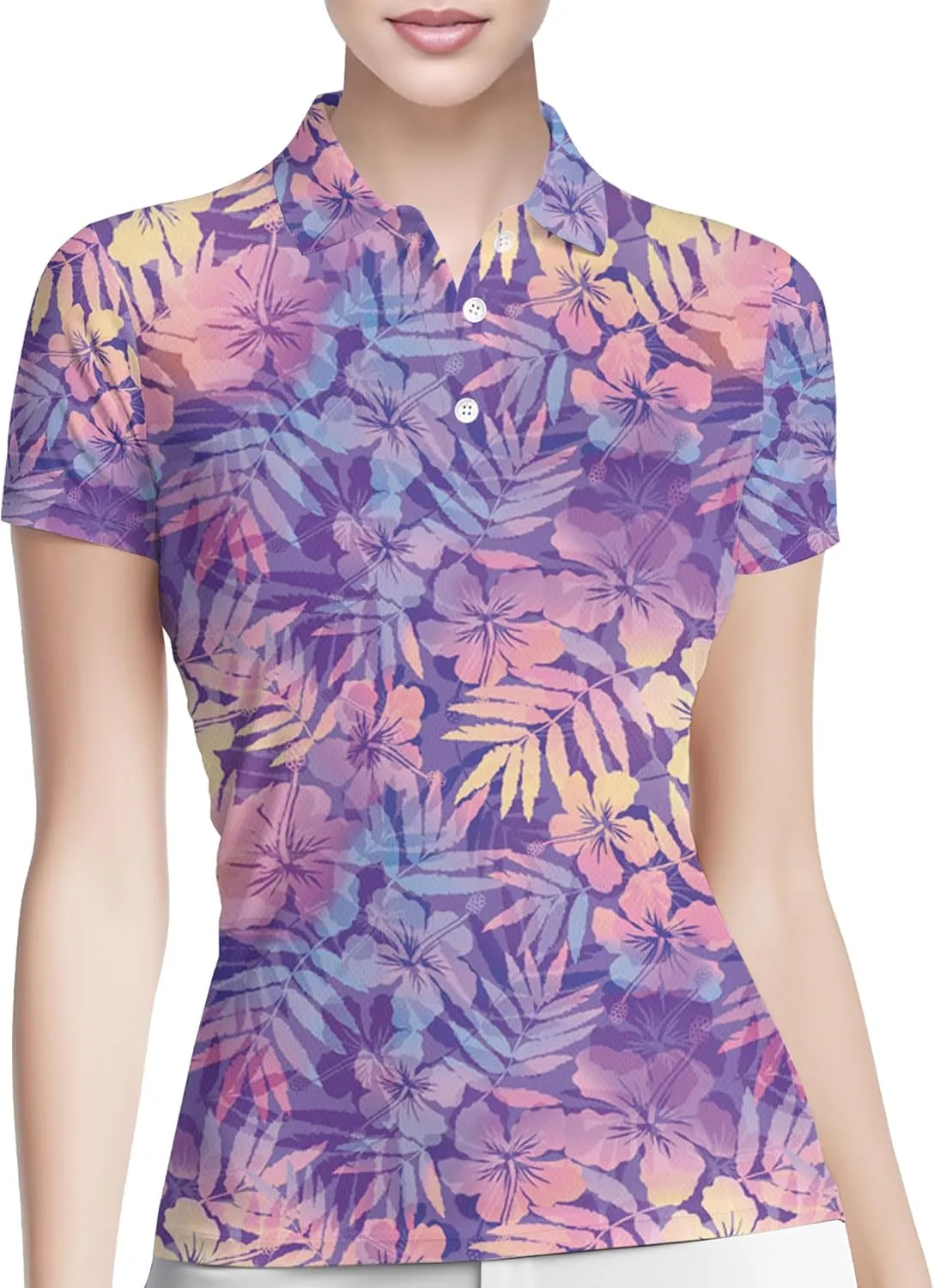 PAGYMO Funny Womens Golf Shirt Crazy Cute Print Moisture Wicking Short Sleeve Polo Shirts for Women