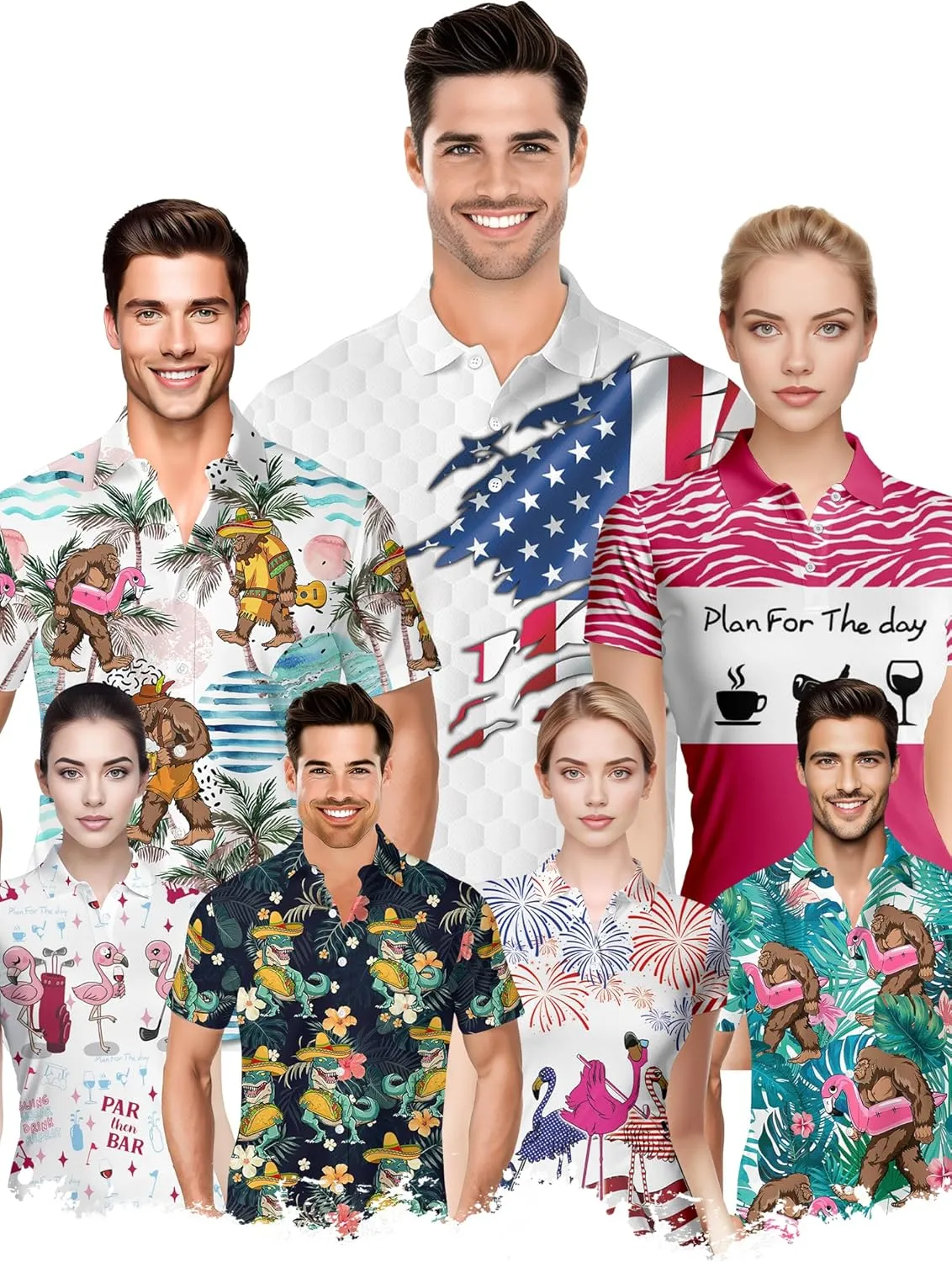 PAGYMO Funny Womens Golf Shirt Crazy Cute Print Moisture Wicking Short Sleeve Polo Shirts for Women