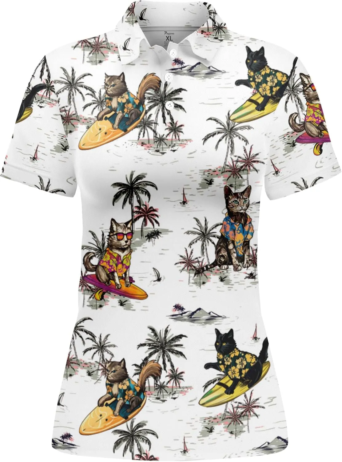 PAGYMO Funny Womens Golf Shirt Crazy Cute Print Moisture Wicking Short Sleeve Polo Shirts for Women
