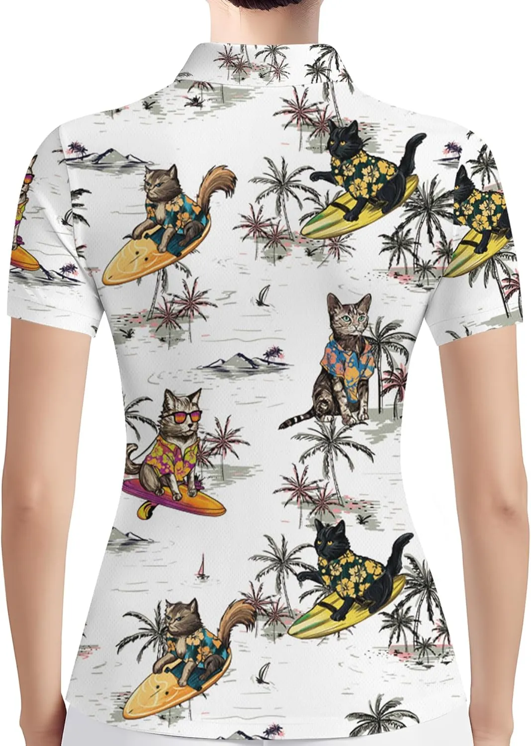 PAGYMO Funny Womens Golf Shirt Crazy Cute Print Moisture Wicking Short Sleeve Polo Shirts for Women