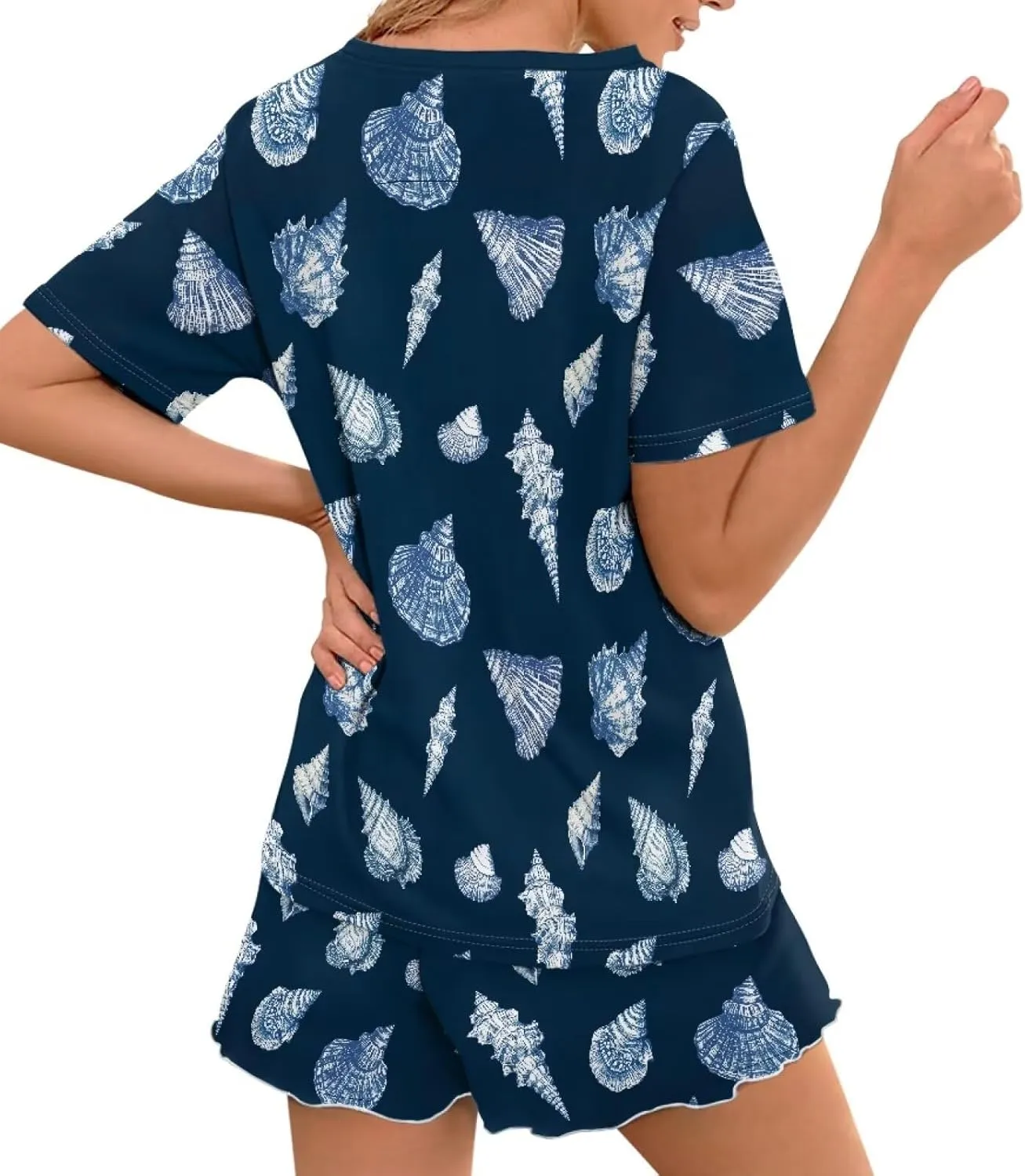 Pajama Set for Women Short Sleeve Comfy Pjs Loungewear Set with Pockets