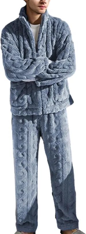 Pajama Sets Fuzzy Cozy Plush Zip Up Jacket with Pockets Matching Pajamas for Couples Warm Pj Set Winter Loungewear