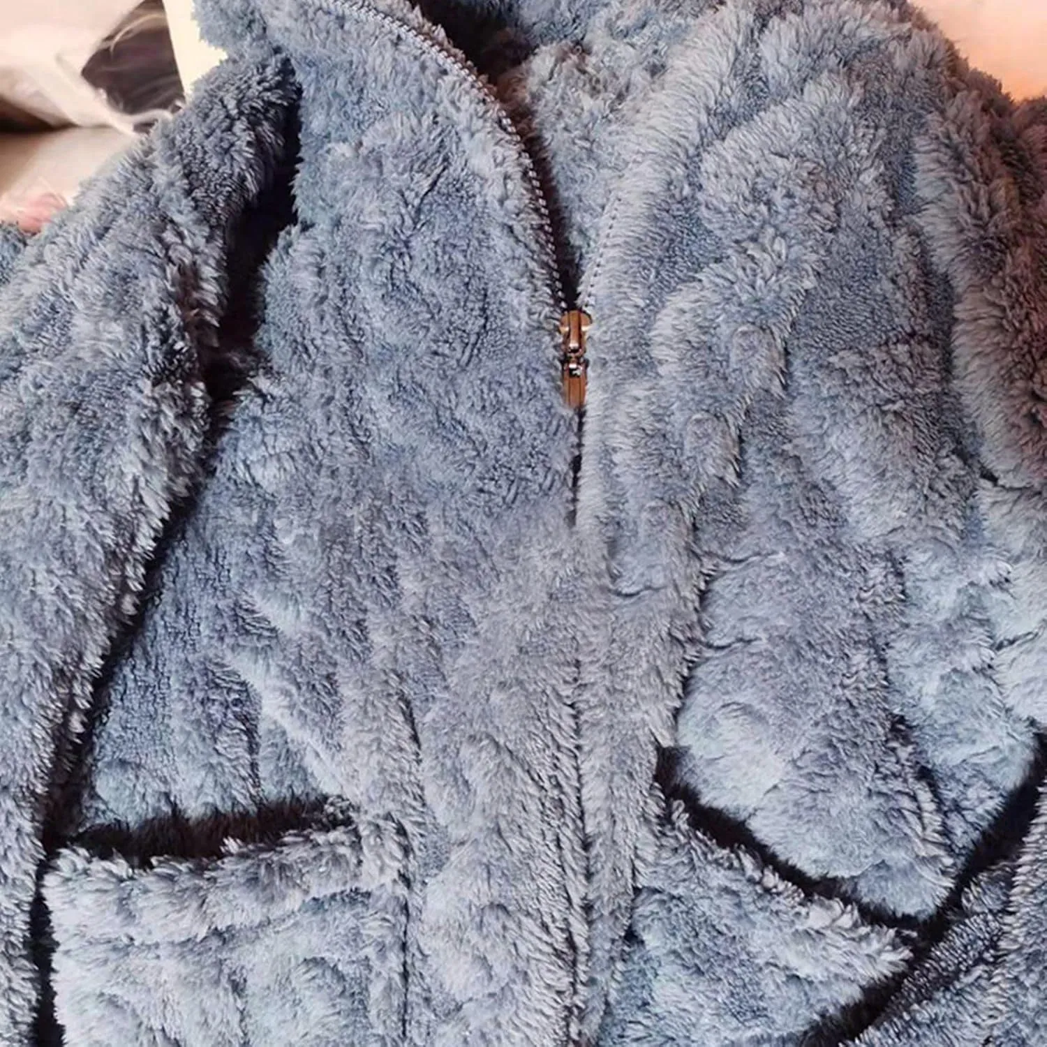 Pajama Sets Fuzzy Cozy Plush Zip Up Jacket with Pockets Matching Pajamas for Couples Warm Pj Set Winter Loungewear