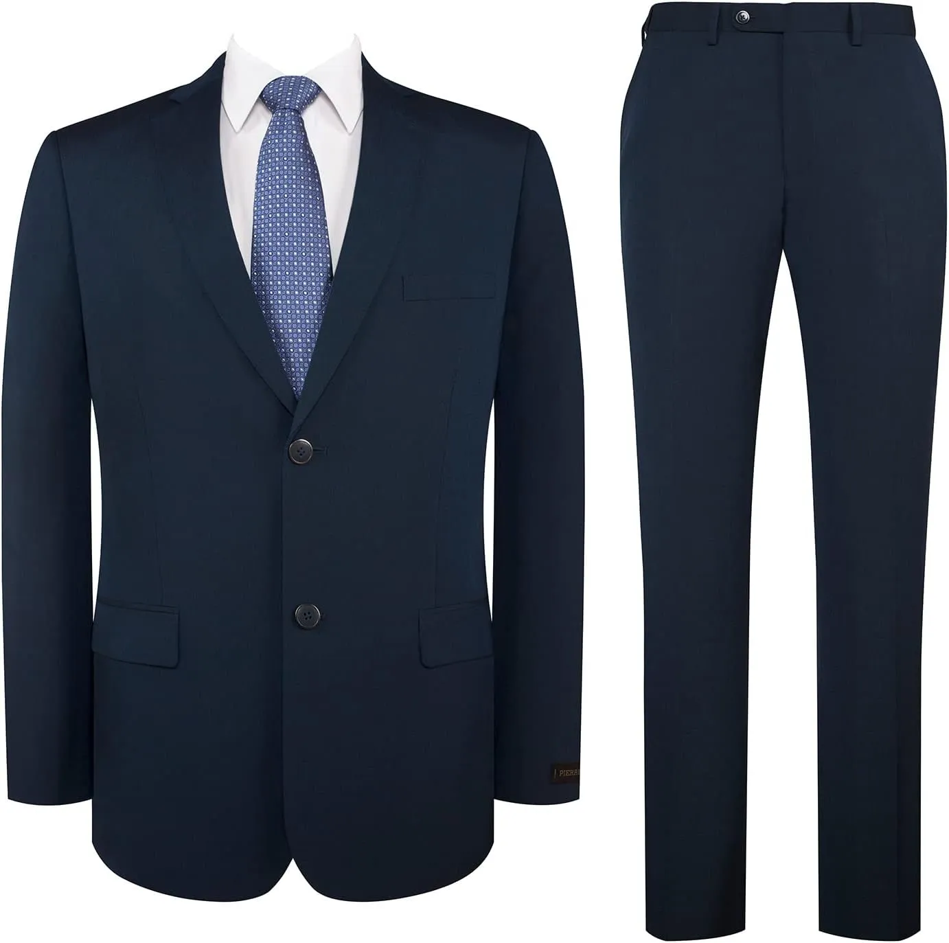 P&L Men's 2 Piece Slim Fit Suit Set - Stretch Waistband Pants & Two Button Blazer Jacket