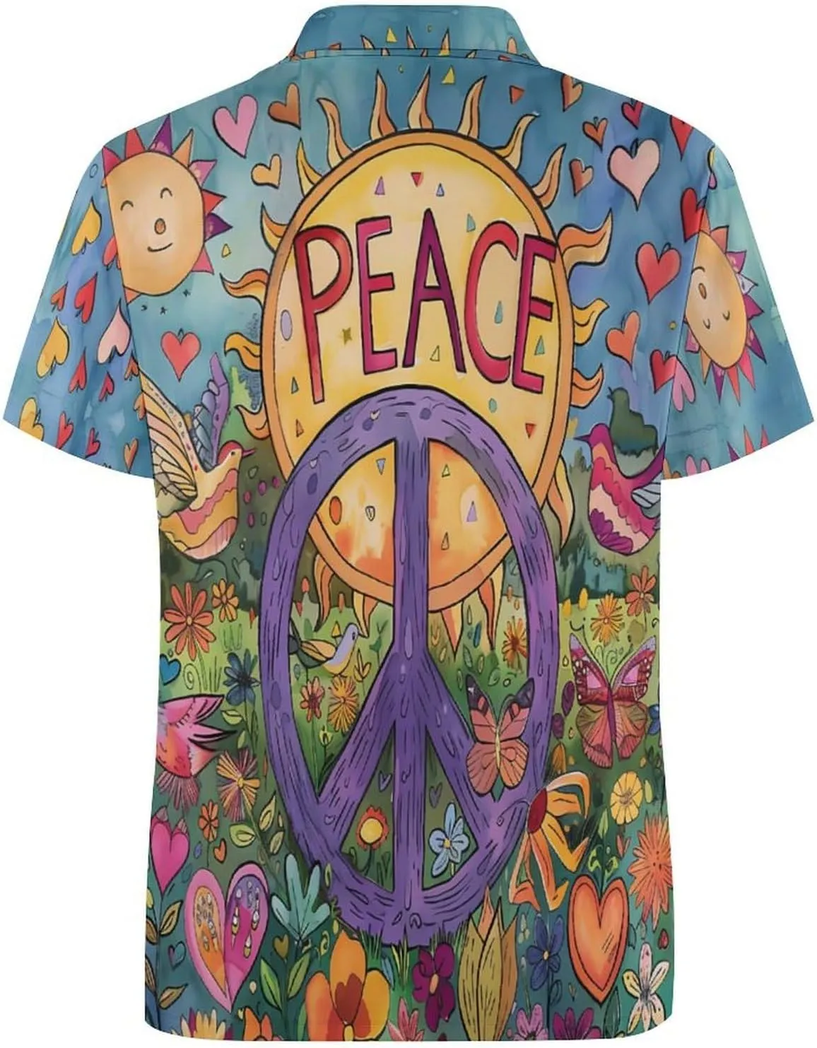 Peace Summer Garden Mens Polo Shirts Quick Dry Short Sleeve Golf Slim Fit T Shirt