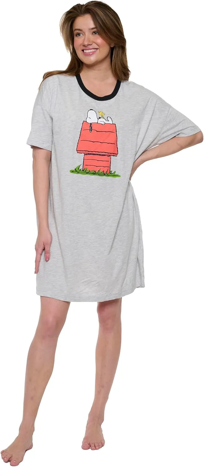 Peanuts Womens Sleepshirt Snoopy Woodstock Lucy One Size and Plus Size