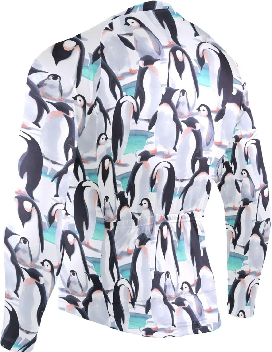 Penguin Watercolor Men's Cycling Jersey Moisture Wicking and Breathable Quick Dry with 3 Rear Pockets