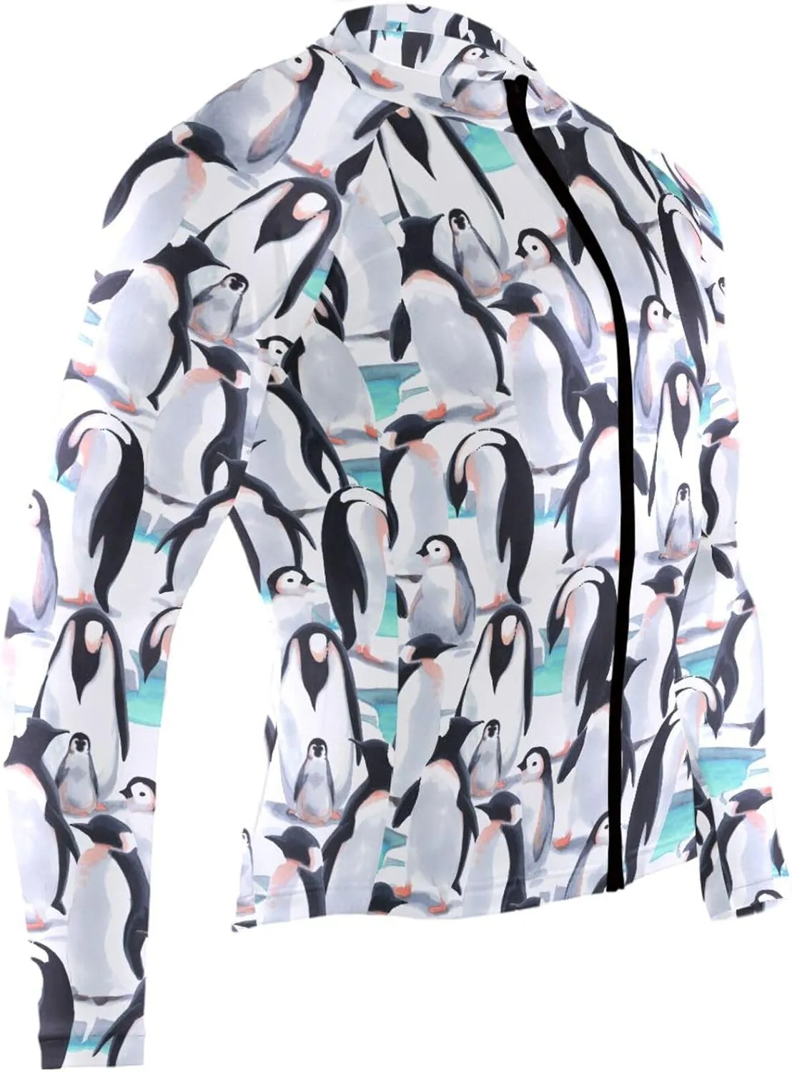 Penguin Watercolor Men's Cycling Jersey Moisture Wicking and Breathable Quick Dry with 3 Rear Pockets
