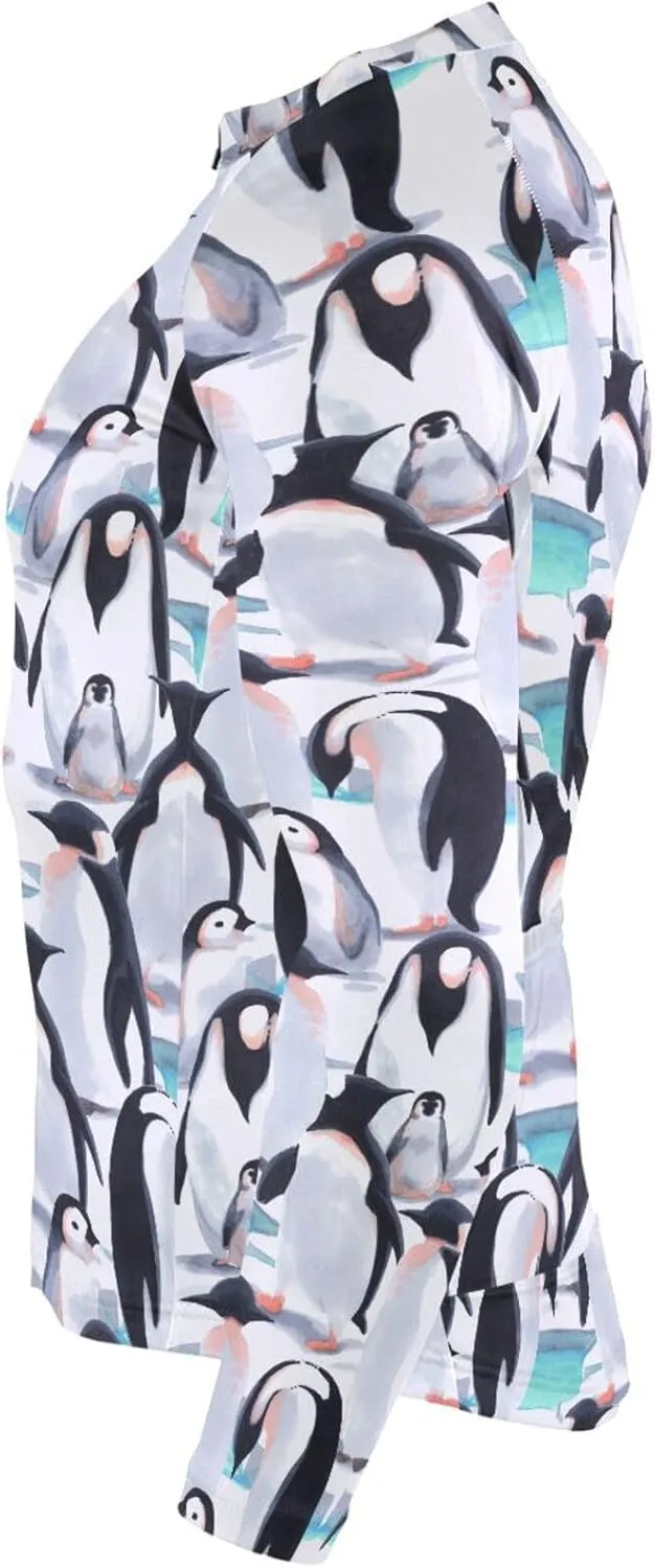 Penguin Watercolor Men's Cycling Jersey Moisture Wicking and Breathable Quick Dry with 3 Rear Pockets