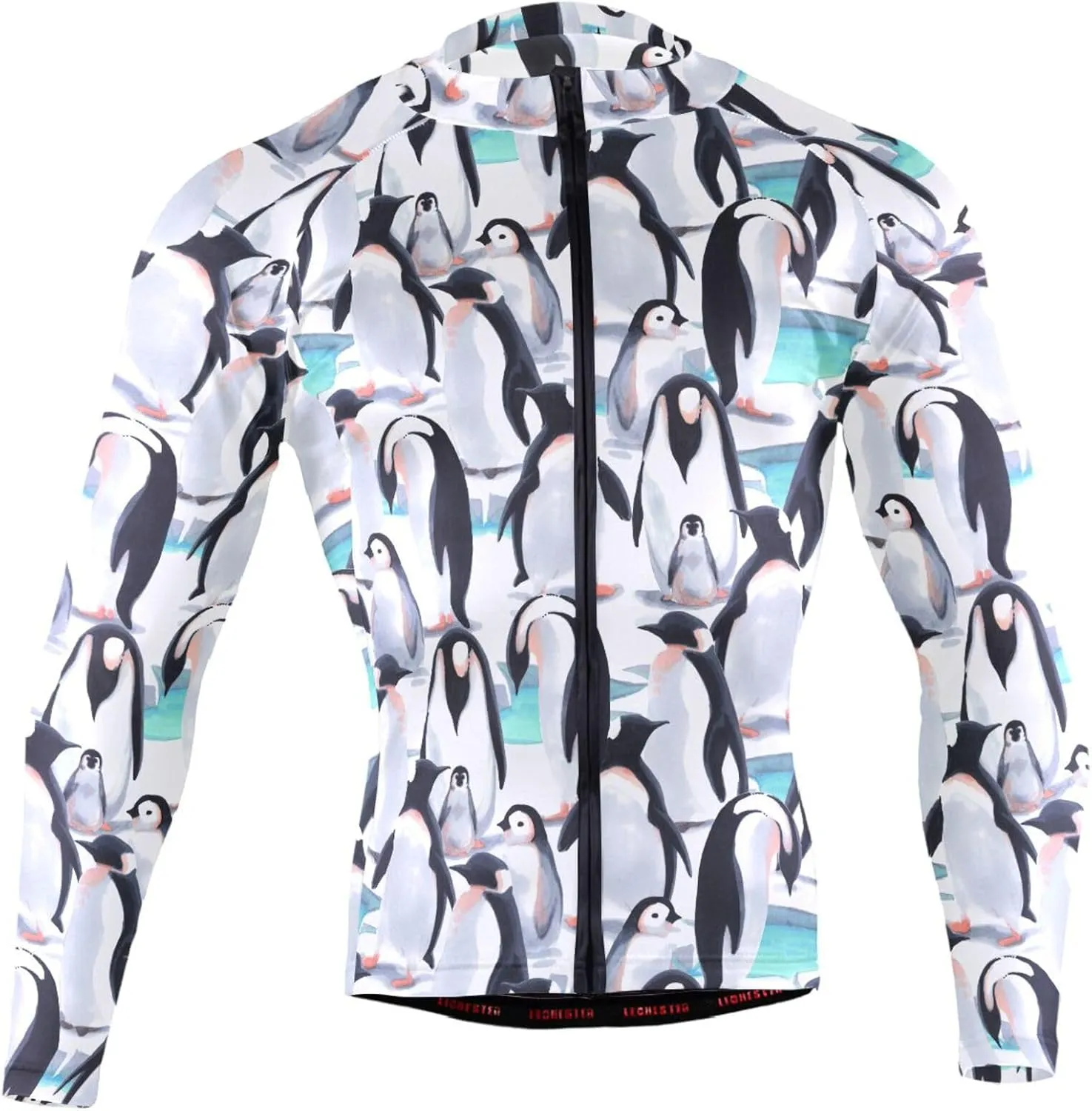 Penguin Watercolor Men's Cycling Jersey Moisture Wicking and Breathable Quick Dry with 3 Rear Pockets