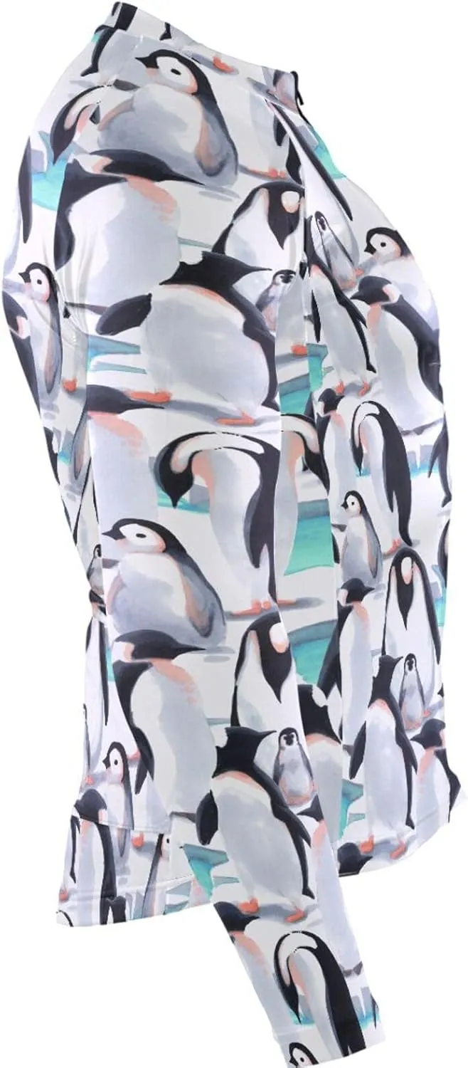 Penguin Watercolor Men's Cycling Jersey Moisture Wicking and Breathable Quick Dry with 3 Rear Pockets