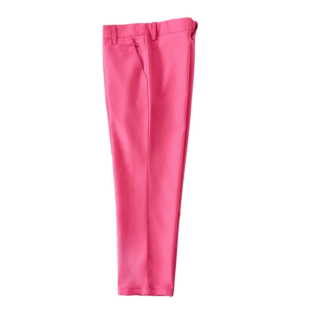 Pink Kid Boys Custom Fit Slim 4 Piece Boy's Formal Suits With Vest Pants Shirt Tie