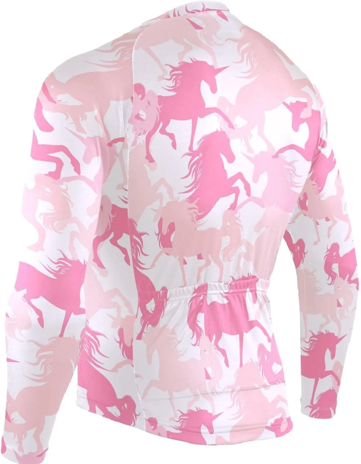 Pink Unicorn Men's Cycling Jersey Moisture Wicking and Breathable Quick Dry with 3 Rear Pockets