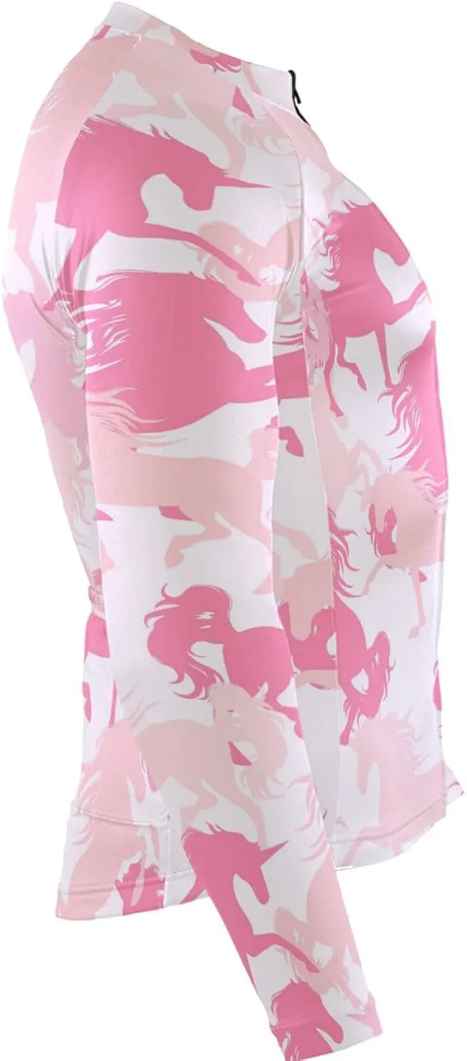 Pink Unicorn Men's Cycling Jersey Moisture Wicking and Breathable Quick Dry with 3 Rear Pockets