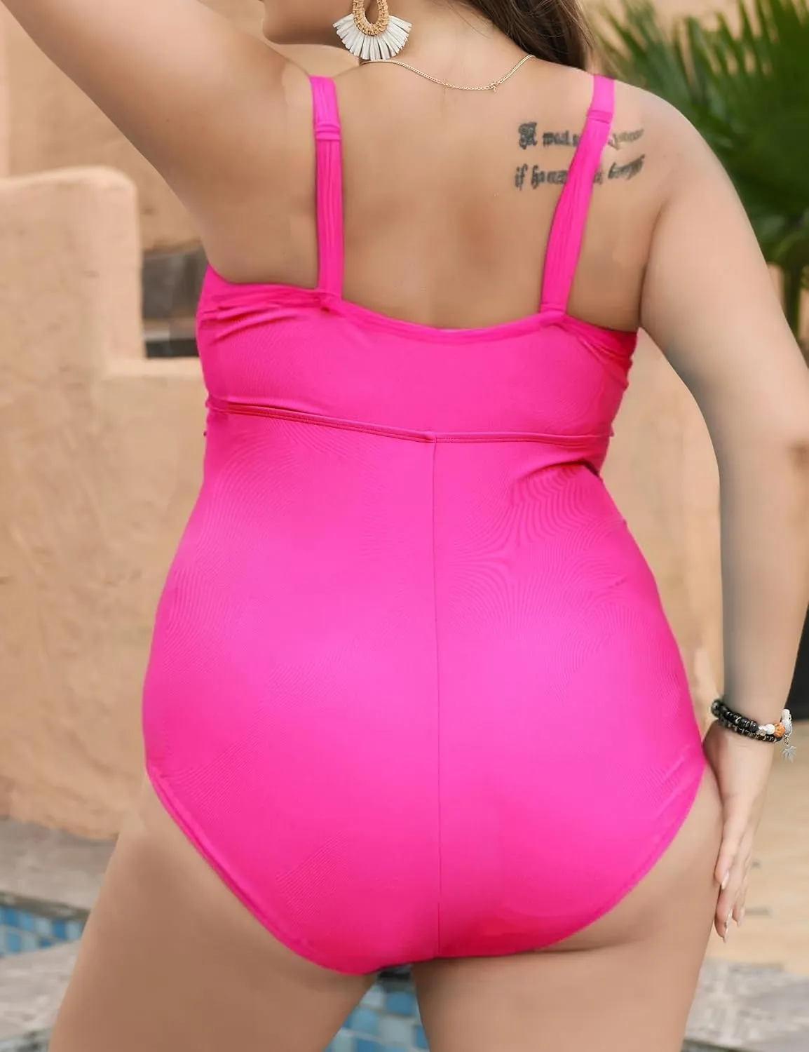 Plus Size Bathing Suit for Women Breathable High Elasticity Fabric Tummy Control One Piece Swim Suits Square Neck