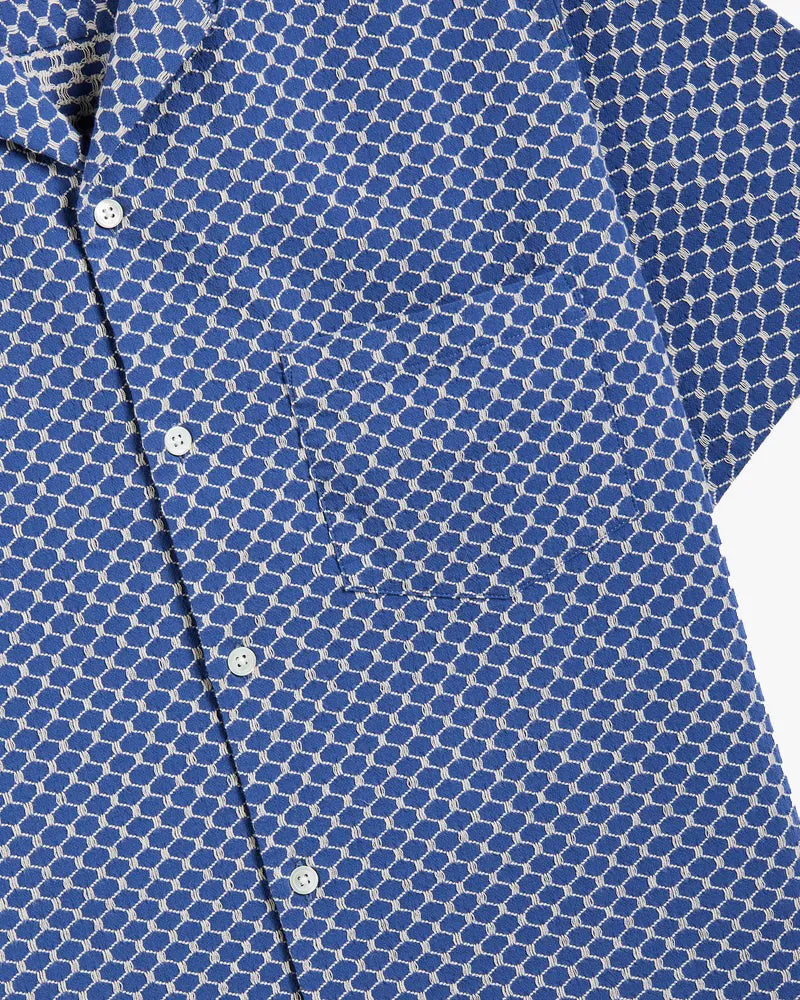 Portuguese Flannel Midnight Sky Camp Collar Shirt - Blue