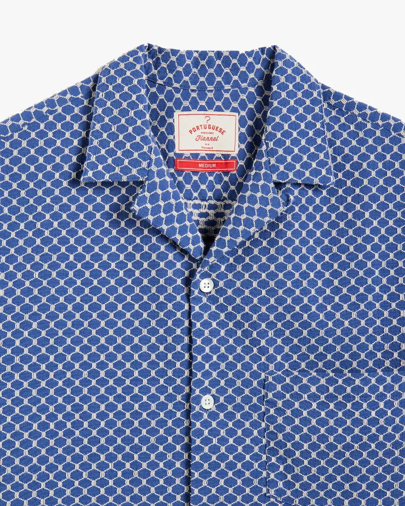 Portuguese Flannel Midnight Sky Camp Collar Shirt - Blue