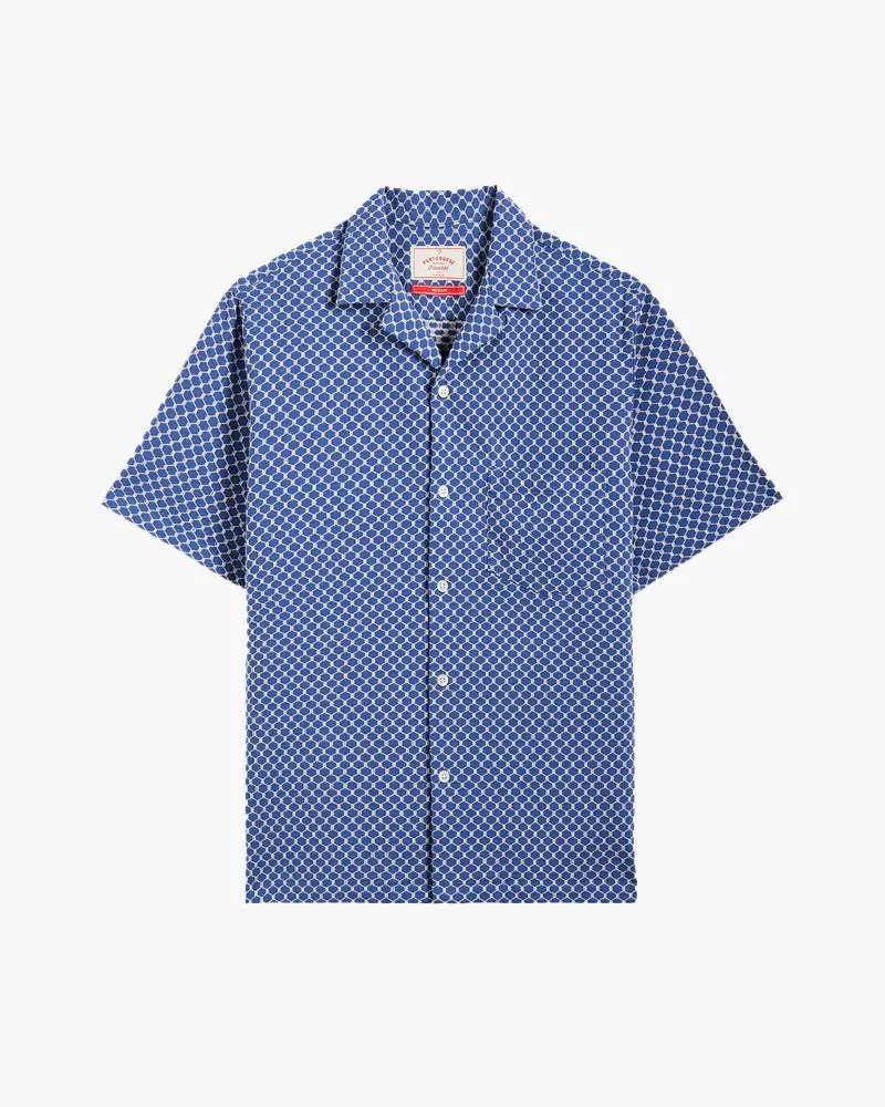 Portuguese Flannel Midnight Sky Camp Collar Shirt - Blue